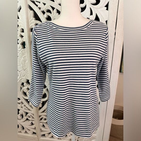 Allison Daley Nautical Blue White Stripe Arm Rope Detail Size PS/P 3/4 Sleeve - Picture 1 of 6